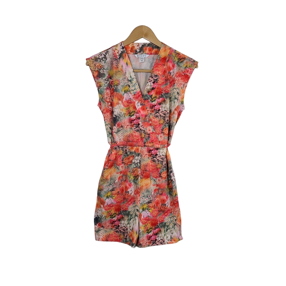 Athleta Marlow multicolored floral romper stretch tie waist women's size XXS NEW